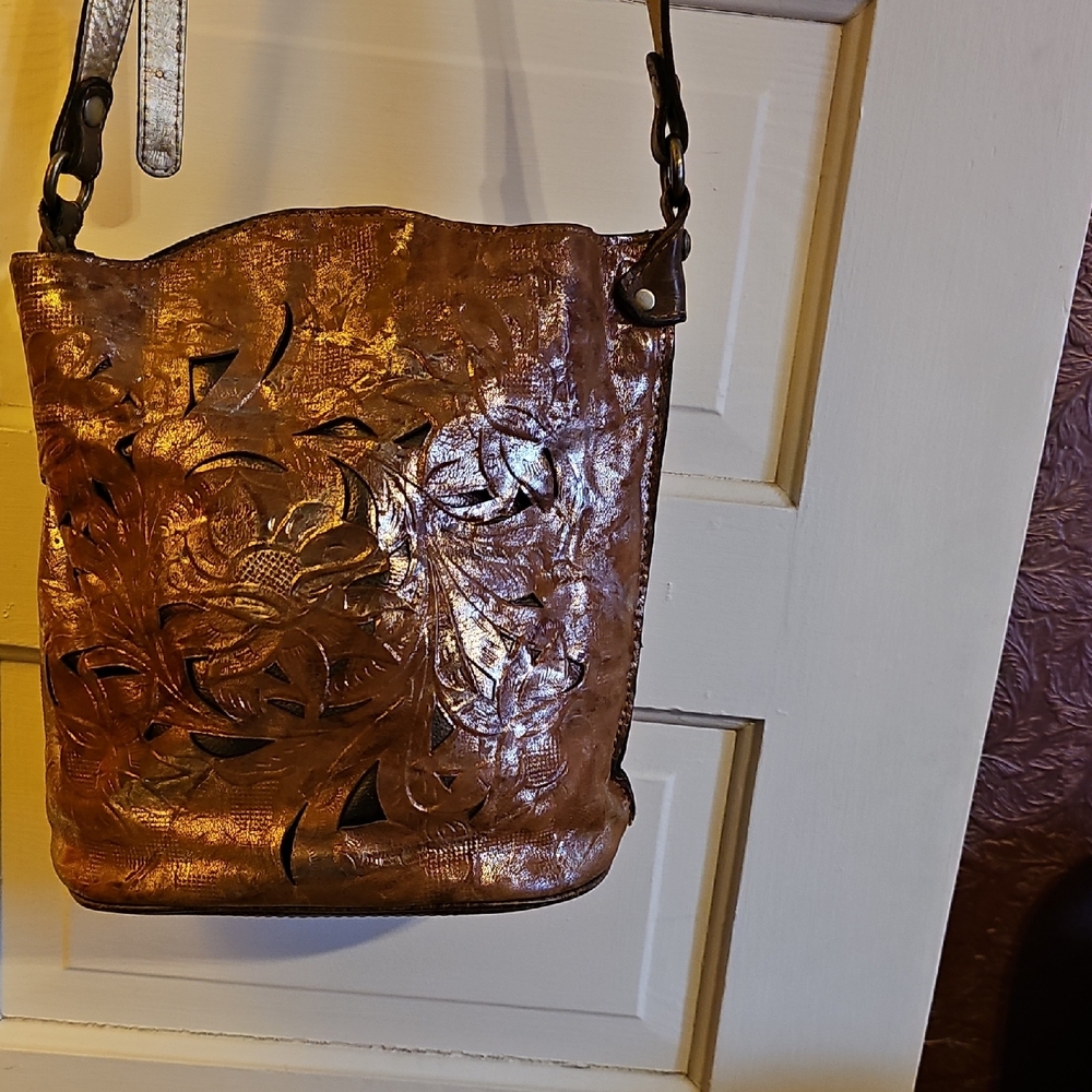 Patricia Nash Bronze Floral Shoulder Bag